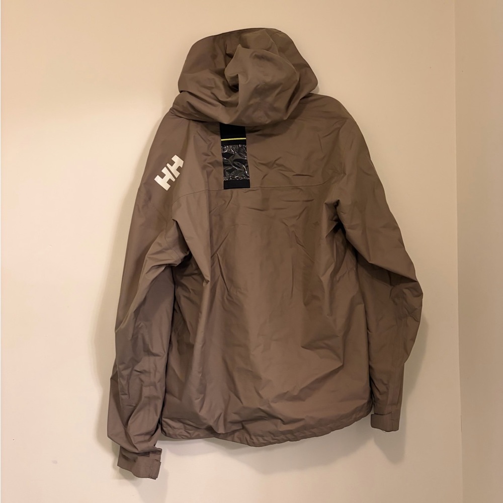 Helly Hansen Men's Taupe Hooded Rain Jacket - Picture 2 of 7